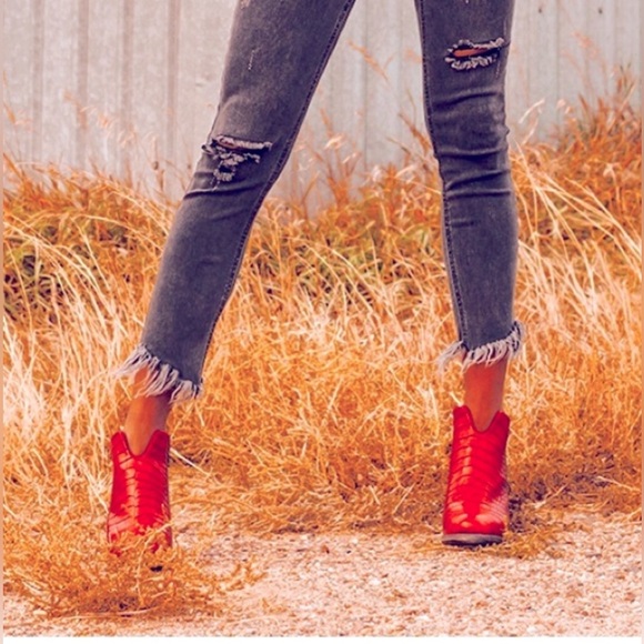 freebird red croc leather booties size 7 brand new - Picture 5 of 5